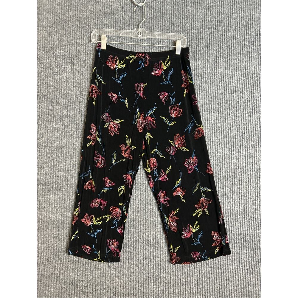 Soft Wear By Mark Singer Womens Pull On Pants Size Small Floral Cropped Wide Leg